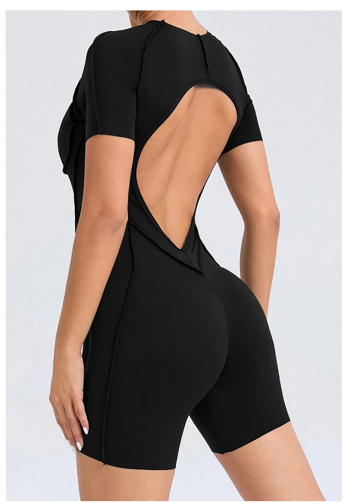 Short Jumpsuit Gym Clothes For Women Sportswear Fitness Overalls Backless Scrunch Booty Yoga Suit Sports Set Outfit - Smarsty