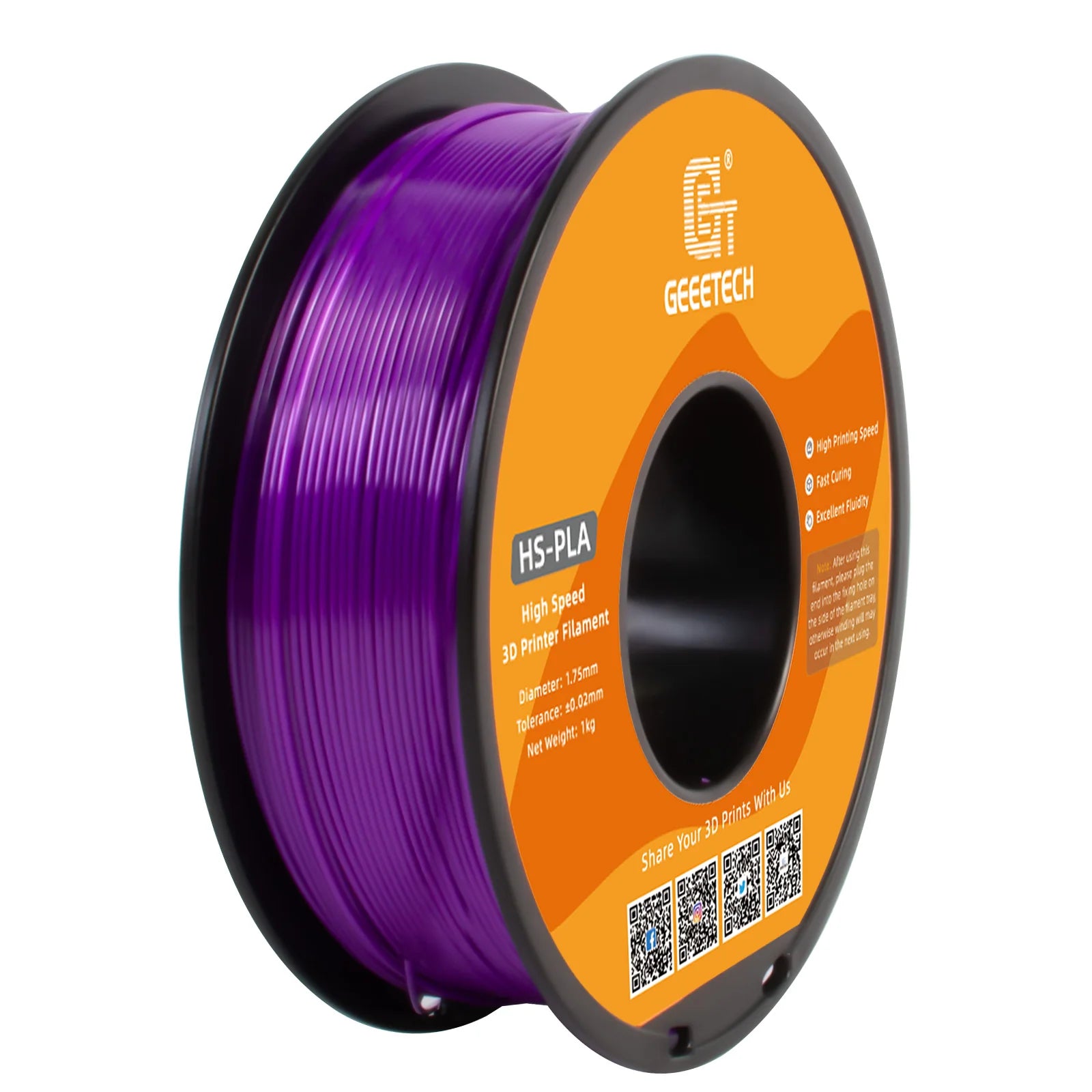 GEEETECH High-Speed PLA Filament 1.75mm 1kg 1 spool, Fast Curing, Better Liquidity, HS-PLA High-Speed 3D Printing Filament