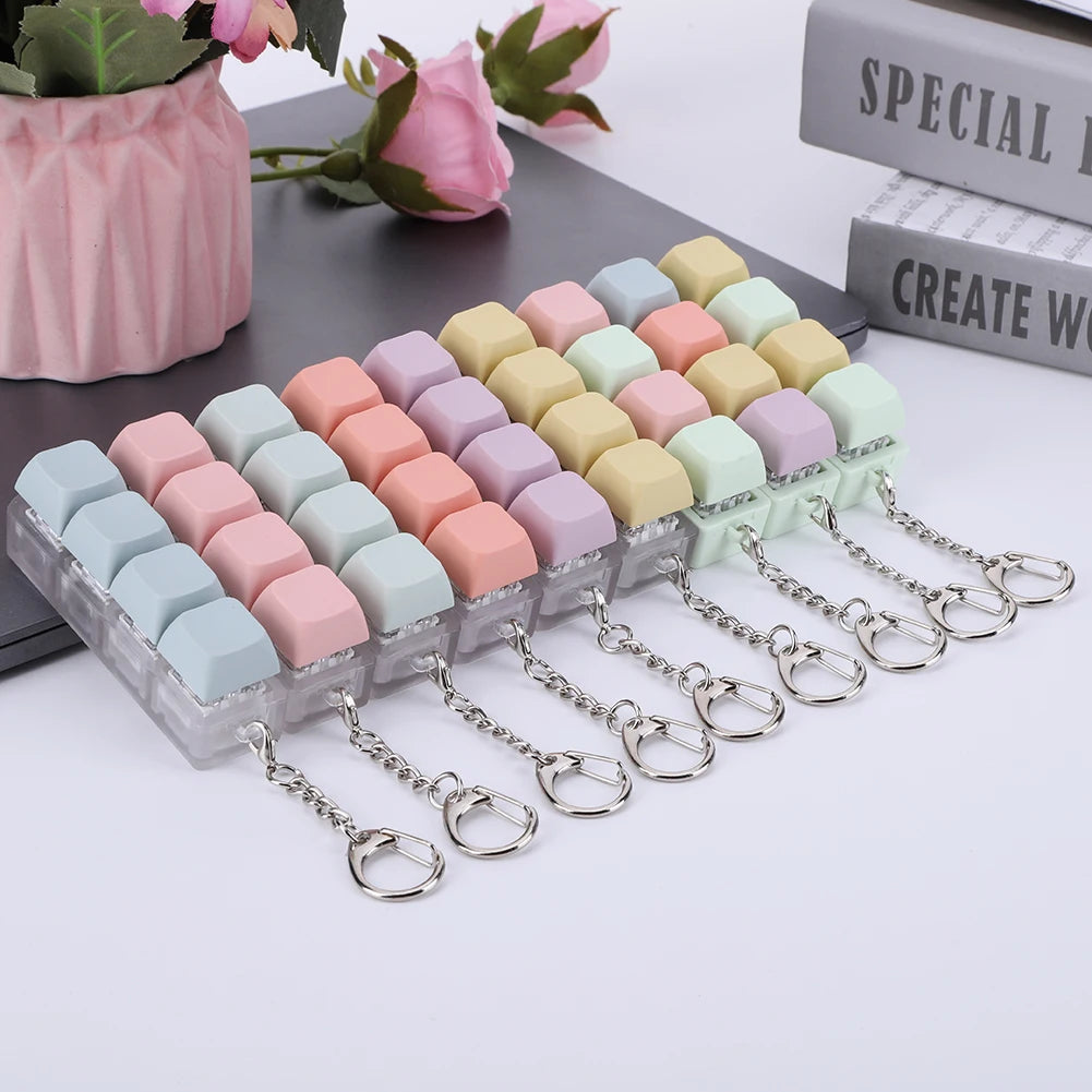 4 Keys Keyboard Keycaps Fidget Toy DIY Finger Keycaps Party Stress Relief Keyboard Caps Finger Button Fidget Decompression Toys - Smarsty