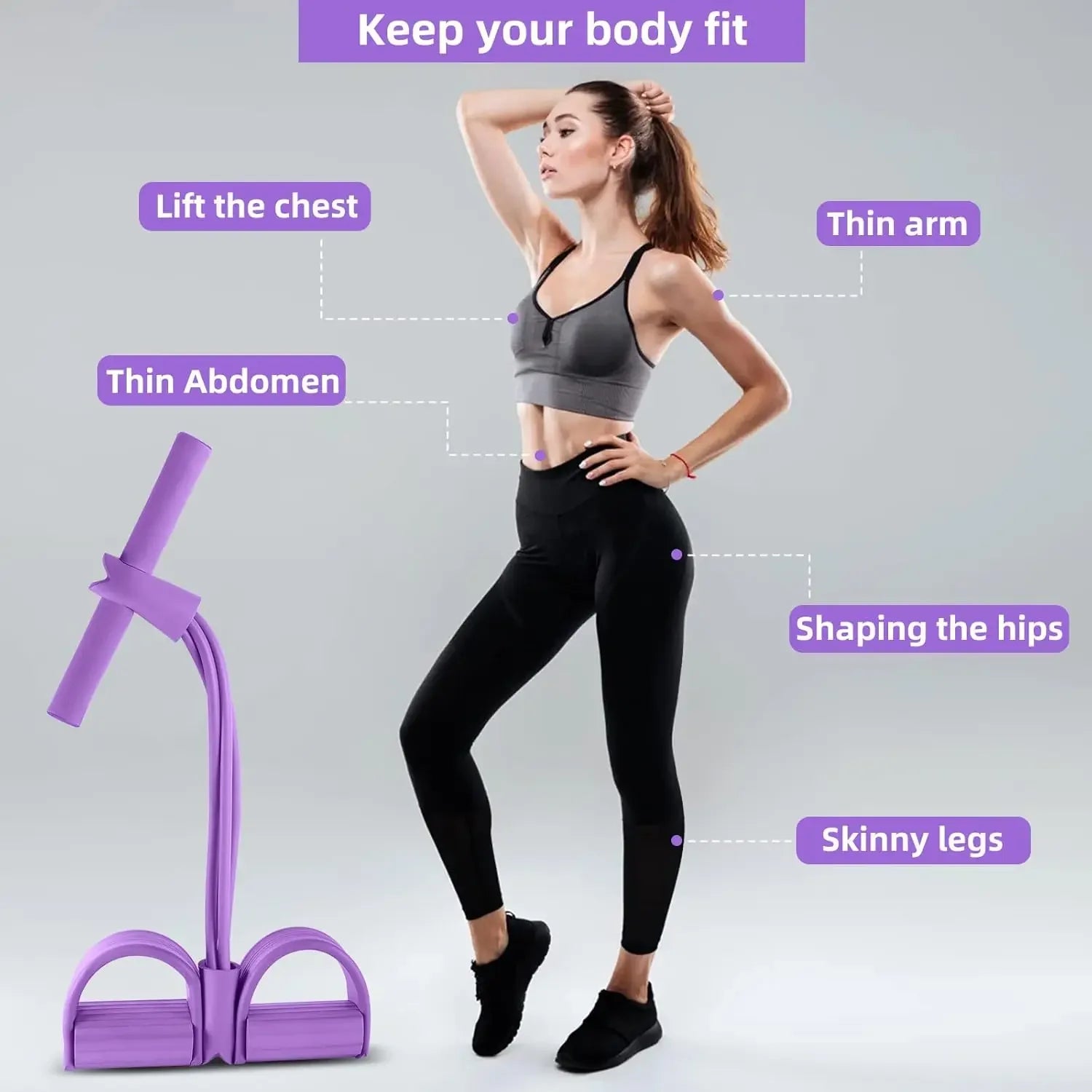 4-Level Resistance Band Tensioner with Non-Slip Handles - Home Fitness Equipment for Abdominal Muscle Training Yoga Abdominal by Smarsty