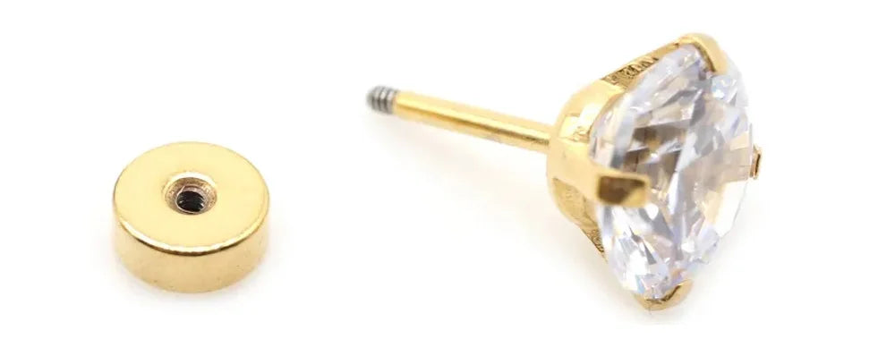 Stainless Steel Cubic Zirconia Stud Earrings Screw Back - Smarsty