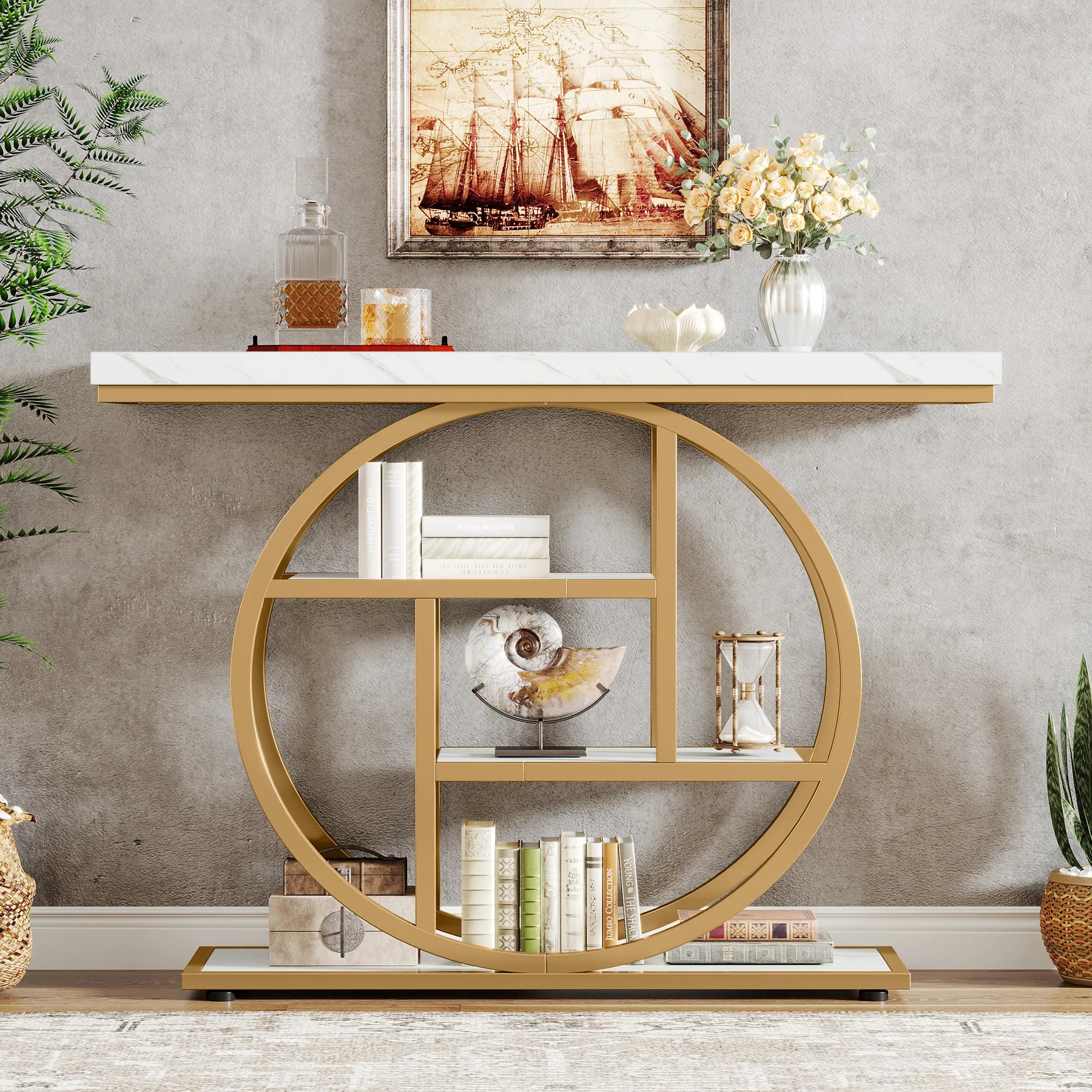 Console Table, 4-Tier Entryway Table, 41.3-Inch Industrial Sofa Table for Living Room, Foyer Hallway Table for Entrance