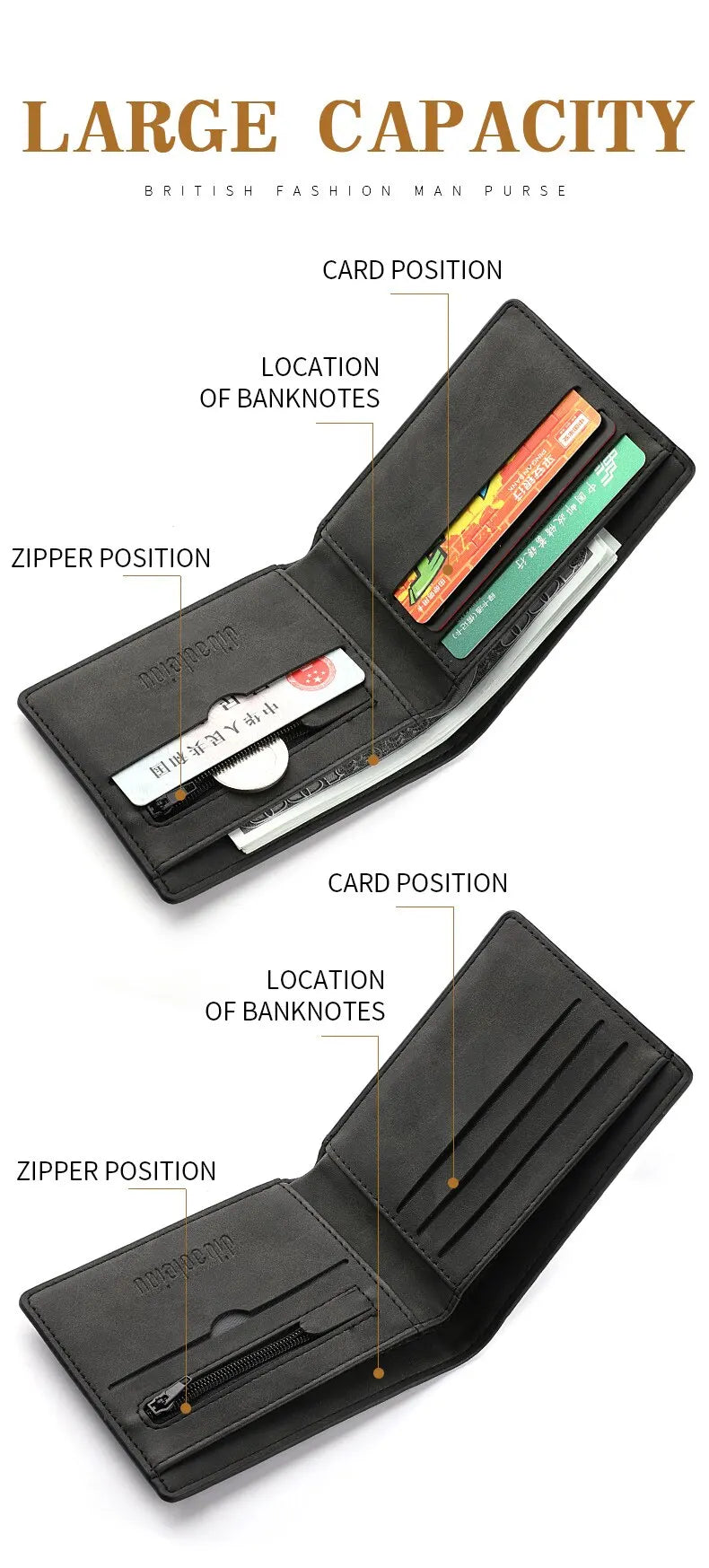 2025 New Wallet Men Short Dollar Clip Zipper Simple Soft Leather Lightweight - Smarsty
