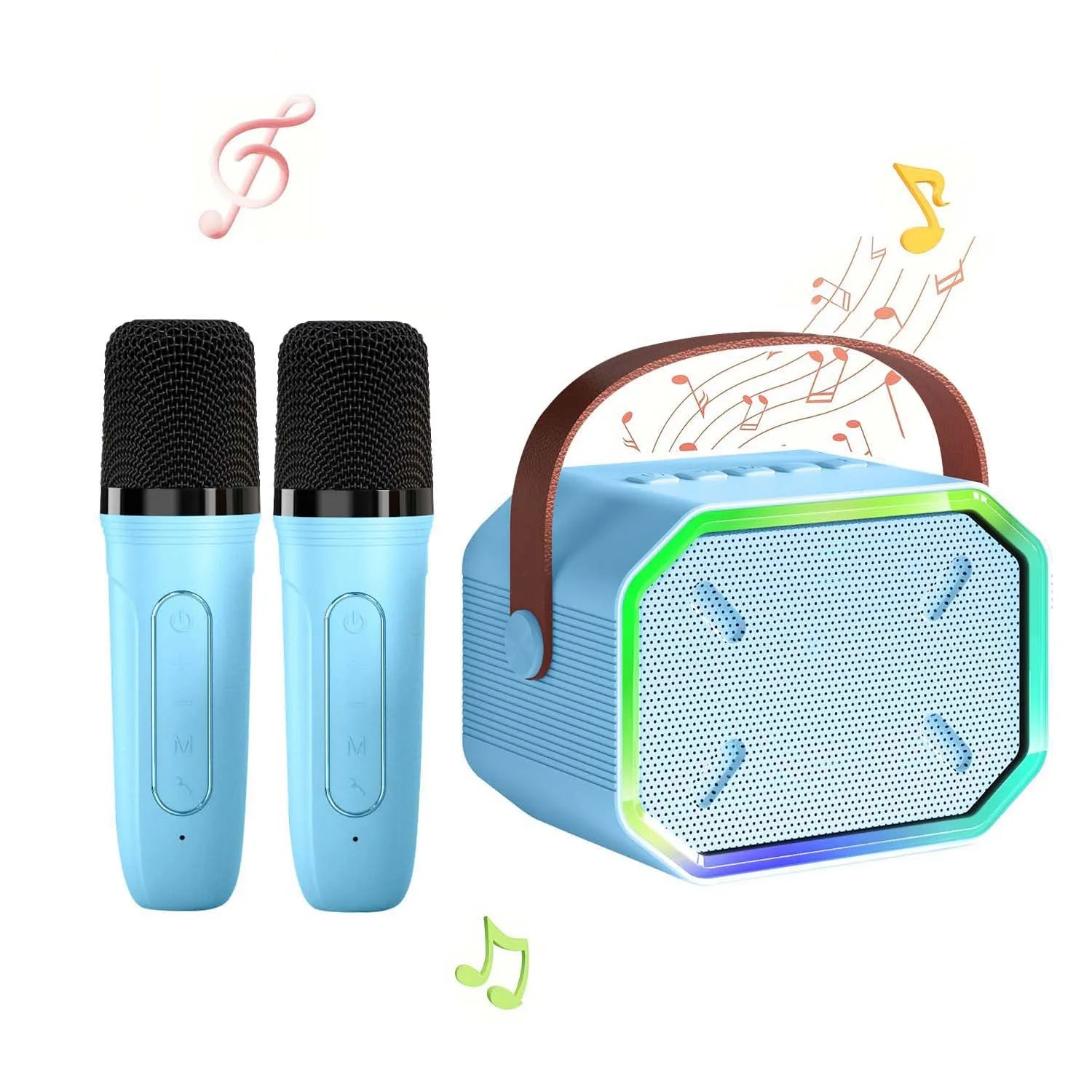 Mini Karaoke Machine for Kids Portable Karaoke Machine Bluetooth Wireless Microphones LDE Light Toys Gifts for Girls Boys - Smarsty
