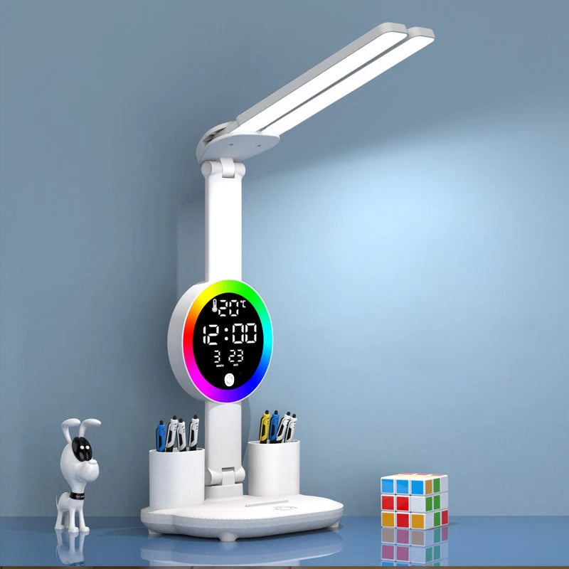 Rechargeable LED Table Lamp with Fan and Clock - Smarsty