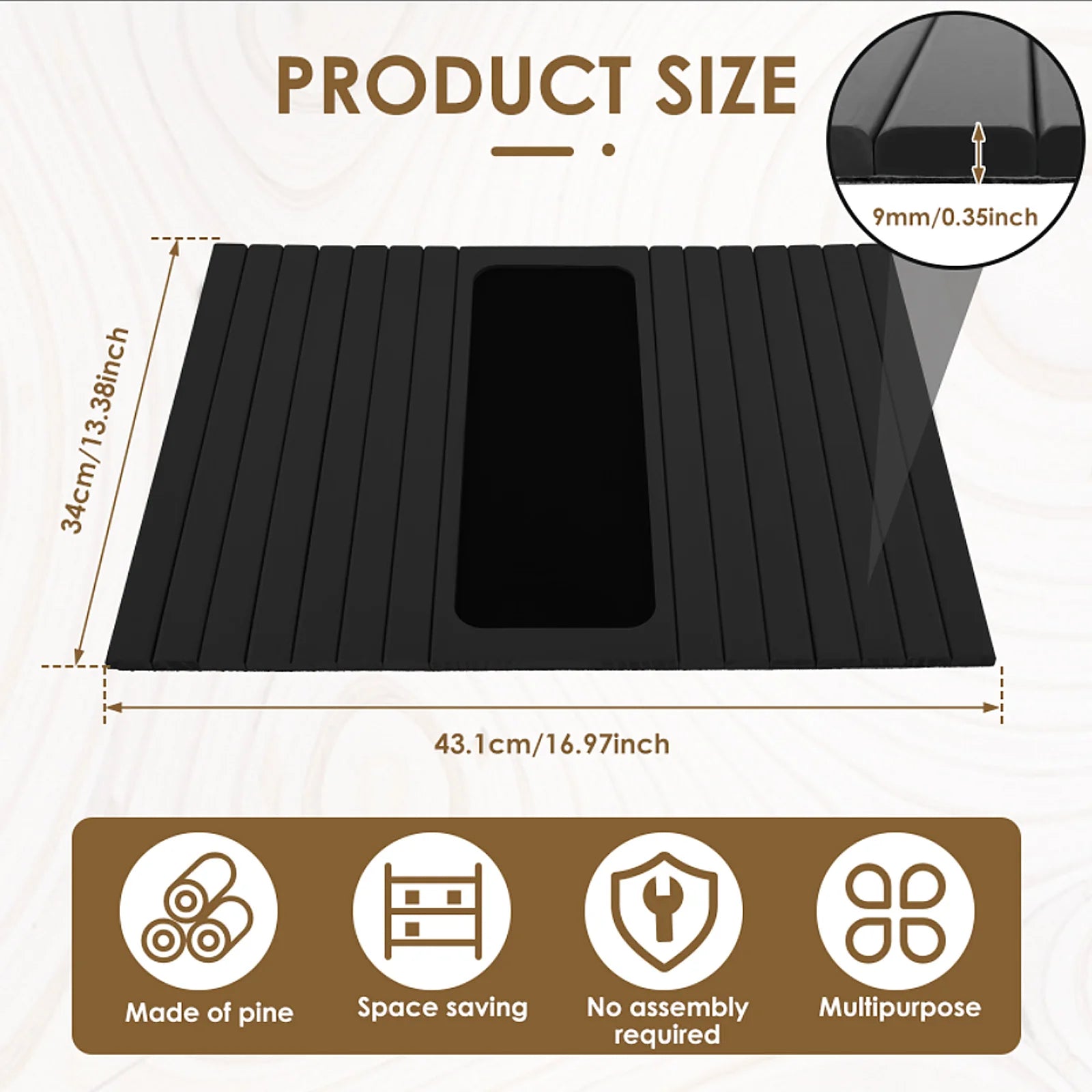 Couch Cup Holder Bamboo Wood Sofa Armrest Tray Foldable Sofa Cup Holder Anti-Slip Couch Arm Cup Holder Sofa Side Storage Tray by Smarsty