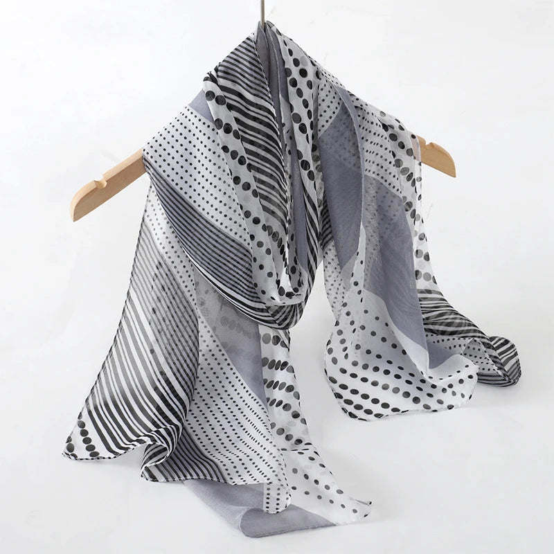 Women Print Chiffon Scarf Lightweight Sunscreen Shawl Wrap - Smarsty