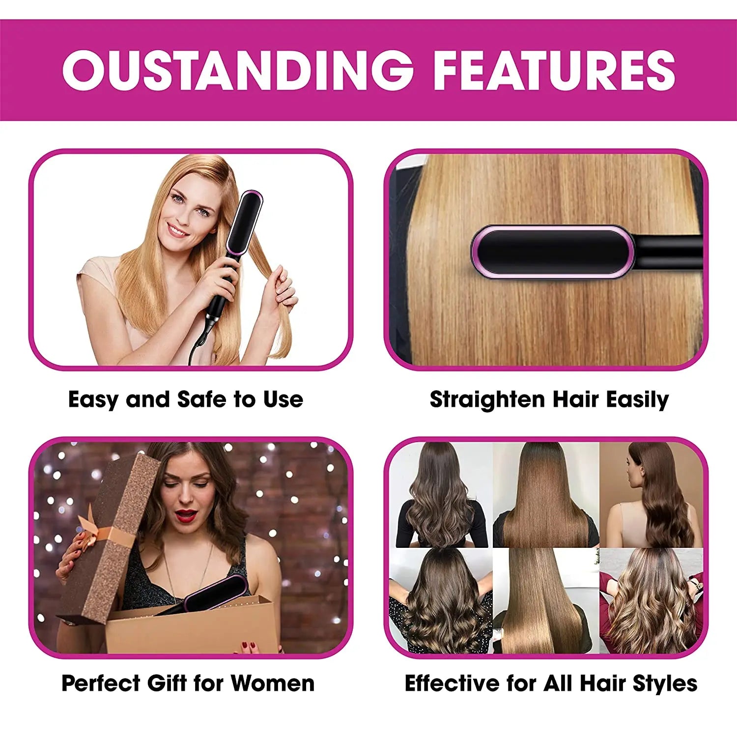 Multifunctional Ionic Hair Straightener and Curler Comb - Smarsty
