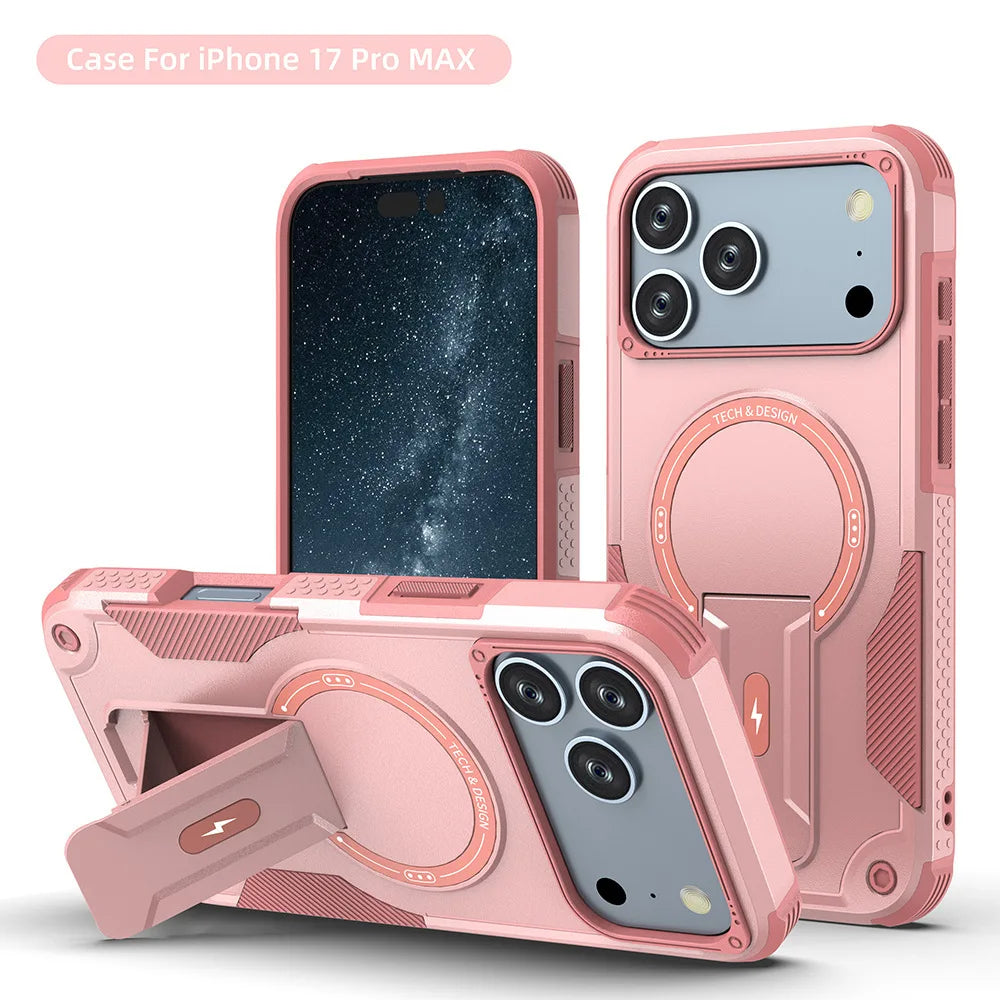 Armour Invisible Bracket For Magsafe Case For iPhone 17 Pro Max Magnetic Wireless Charge Stand Holder Coque Cover