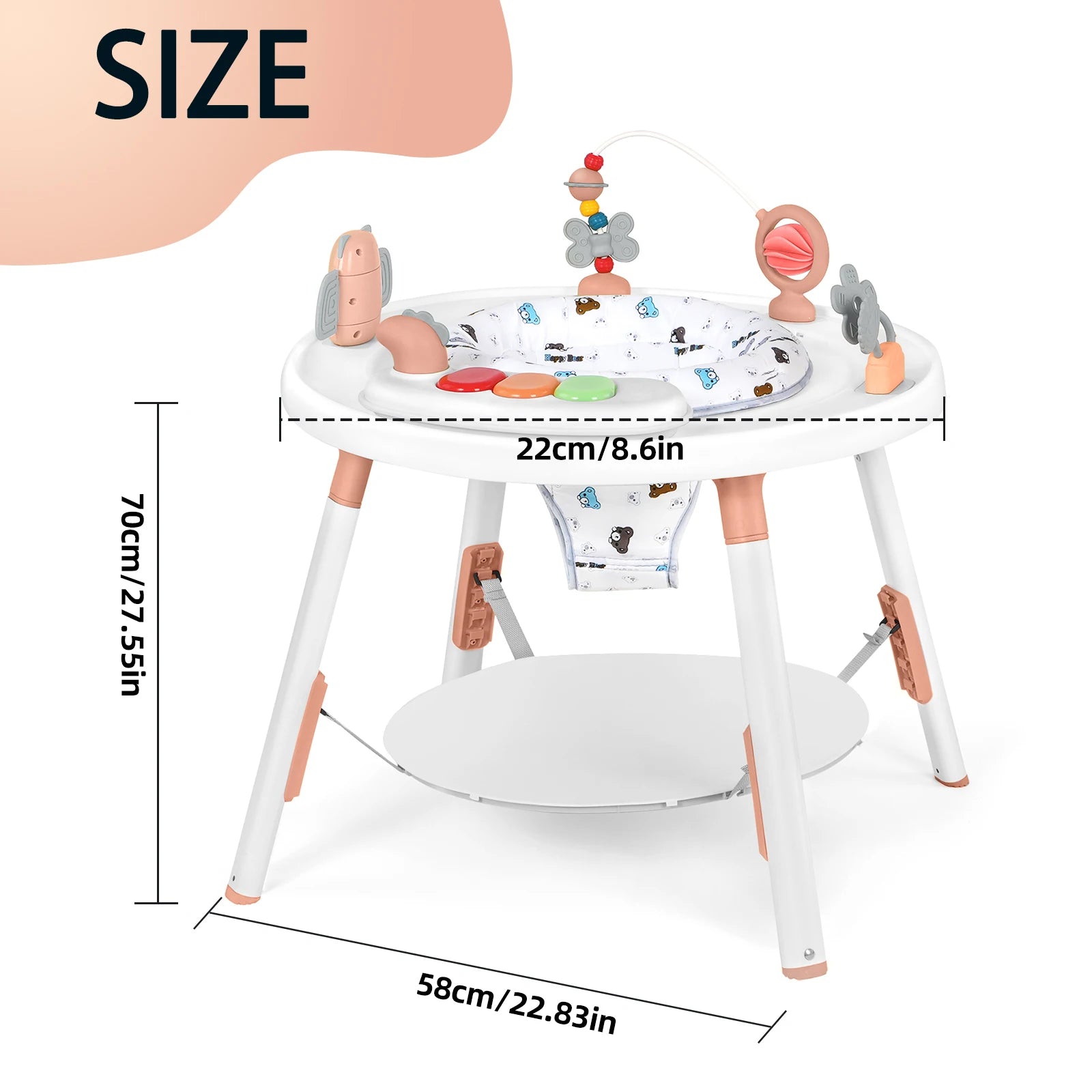 Multi-Functional Baby Play Center – 3-in-1 Activity Center with Removable Toys, 360° Seat & Adjustable Height (Blue/Pink/Green) - Smarsty