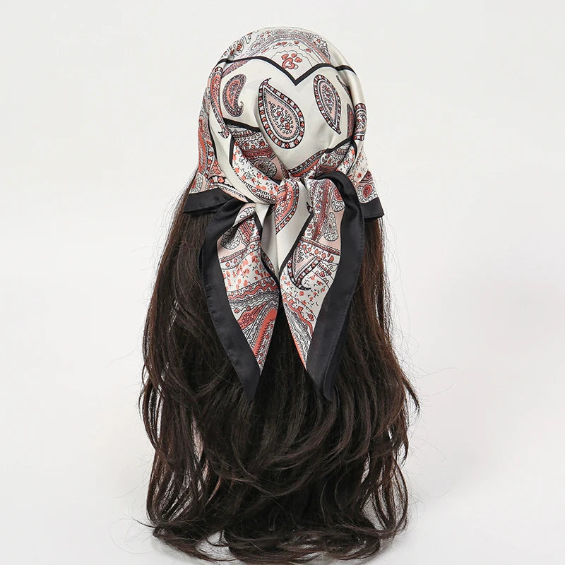 Bohemian Floral Print Silk Scarf for Women Sun Protection - Smarsty