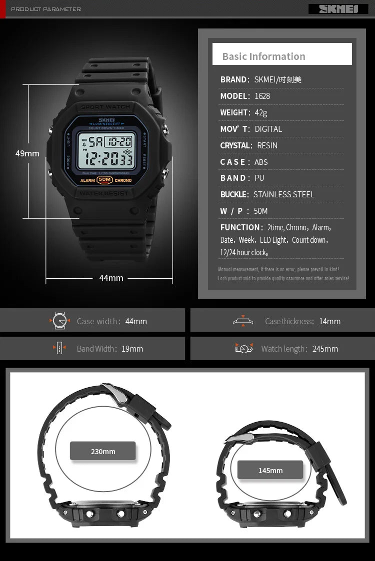 SKMEI 1628 Waterproof Military Digital Watch for Men - Smarsty