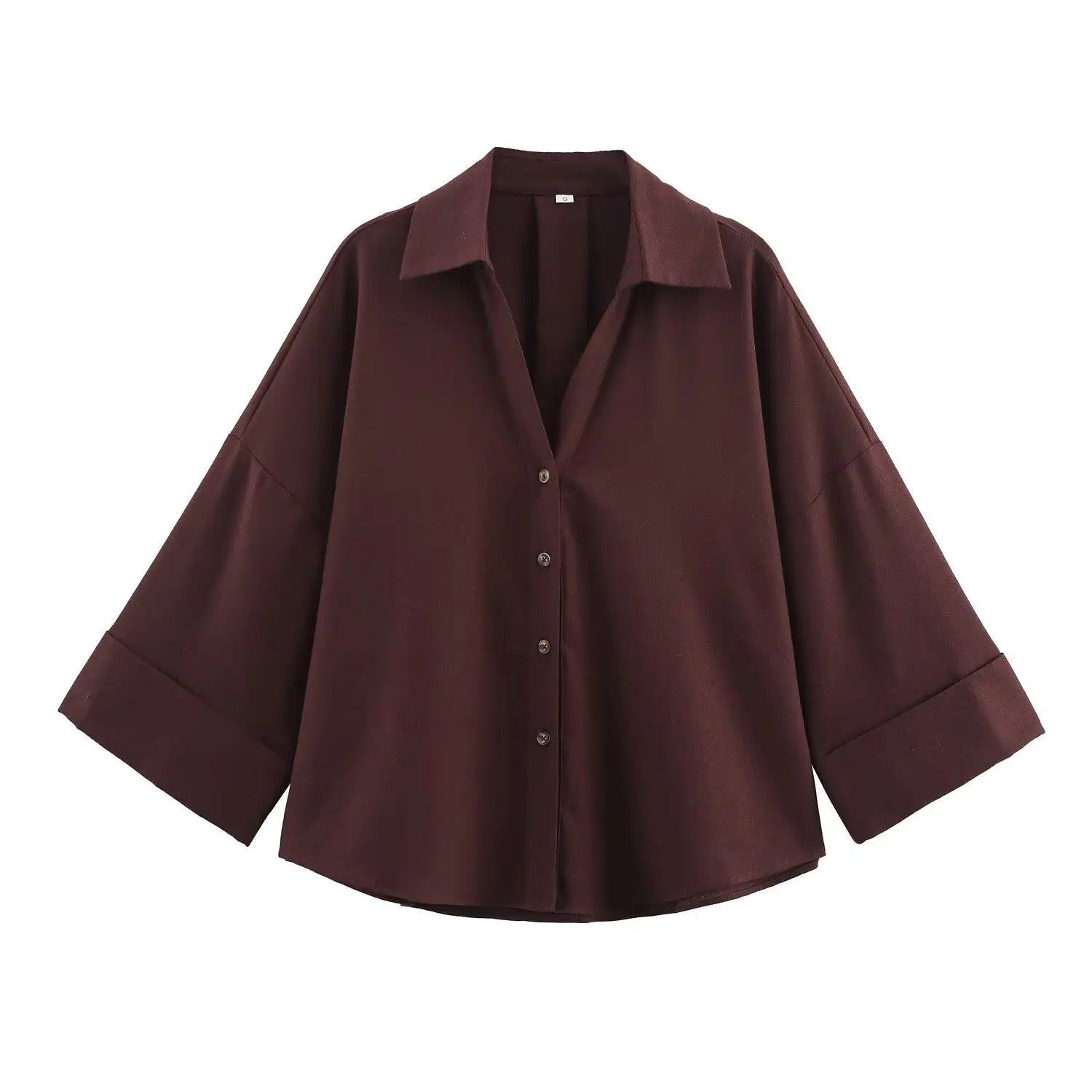 HipSeam Wide Sleeved Shirt Women Spring Asymmetric Hem Button Women's Shirts Simple Lady Johnny Collar Linen Shirts & Blouses - Smarsty
