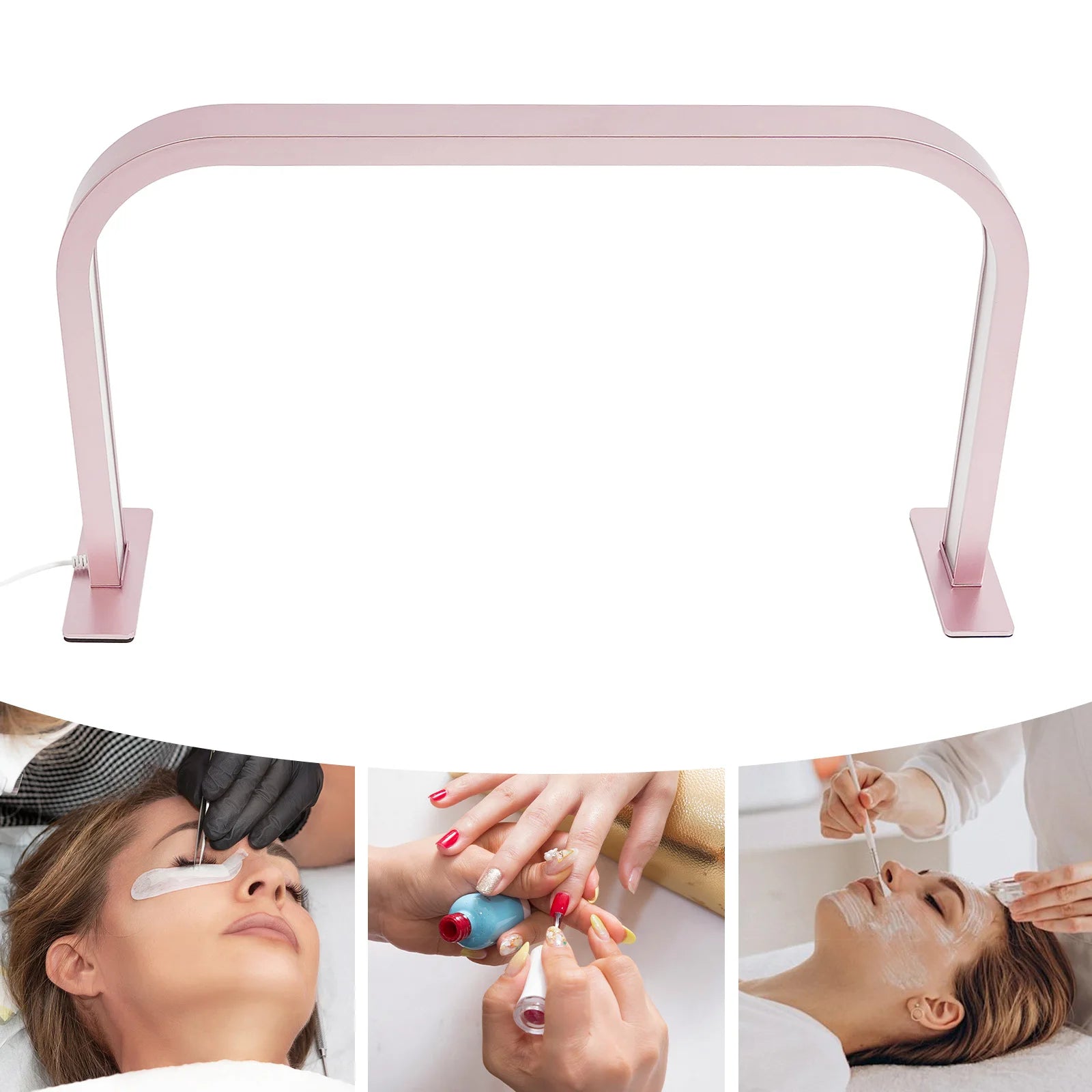 LED High Brightness Embroidered Eyelash Lamp, Nail Lamp,Table Style Nail Lamp,Office Desk Nail Lamp, Nail Lamp - Rose Gold/White