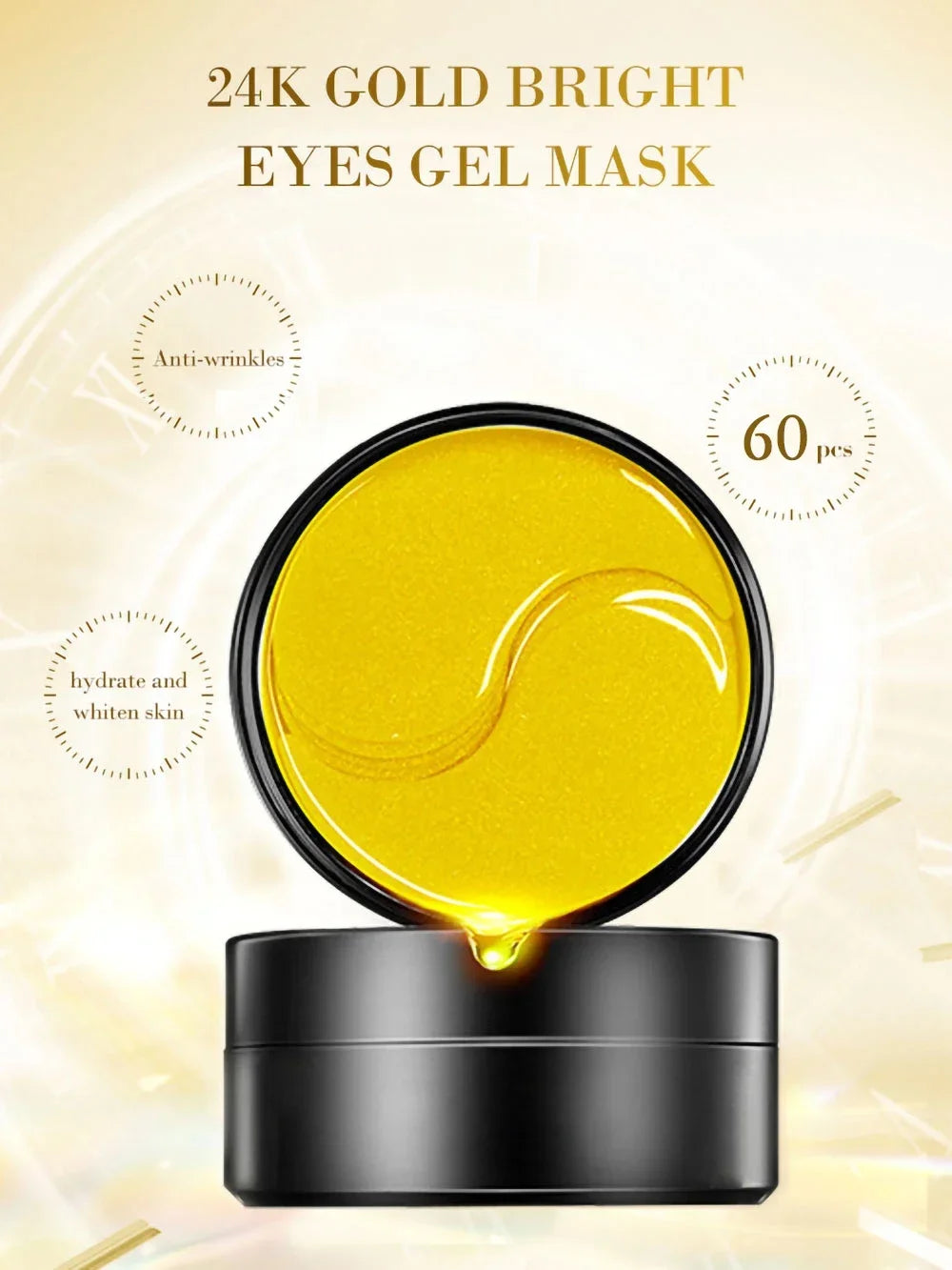 24K Gold Hyaluronic Acid Eye Masks for Dark Circles - Smarsty