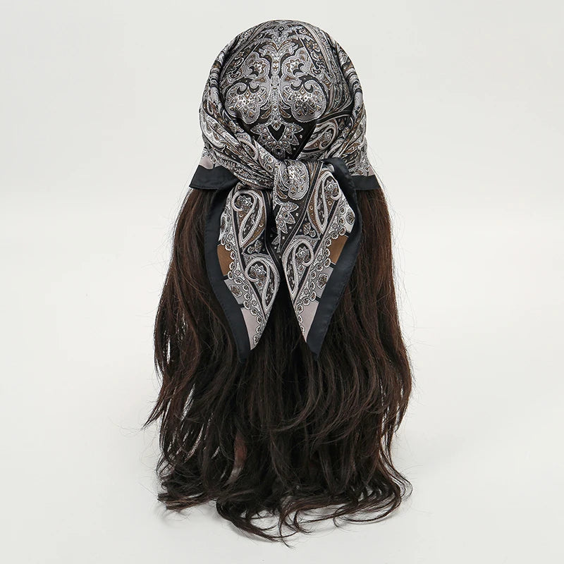 Bohemian Floral Print Silk Scarf for Women Sun Protection - Smarsty