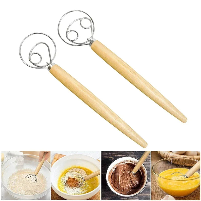 Danish Dough Whisk with Wooden Handle for Easy Mixing - Smarsty