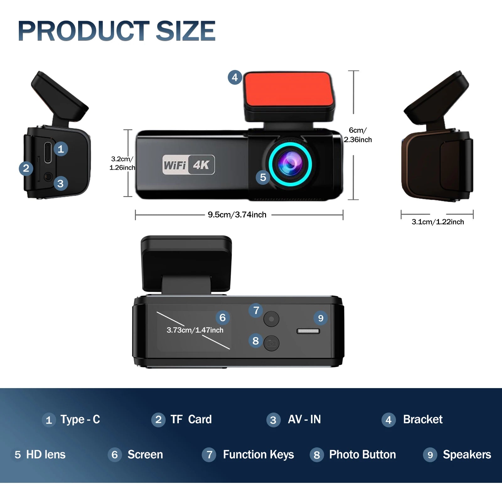 Stunning 4K Dash Cam Front And Rear Night Vision Wifi - Smarsty