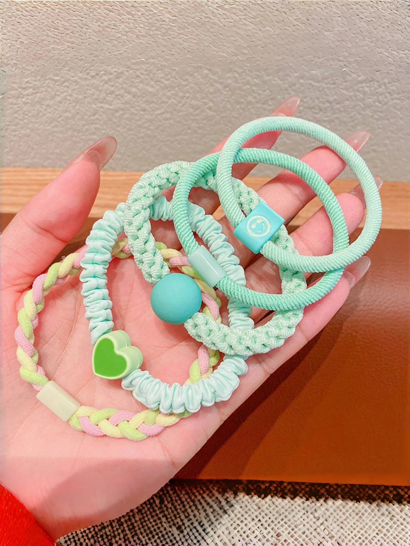 Girls Macaron Color Hair Bands Soft Elastic Five Pack - Smarsty