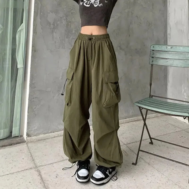 American retro tooling slacks female drape straight beam foot trousers summertime joker loose ins wide-legged pants - Smarsty