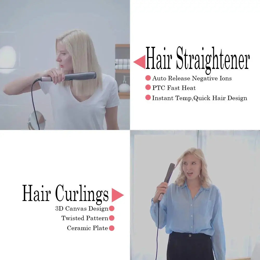 2 in 1 Hair Straightener and Curler with Fast Heating - Smarsty