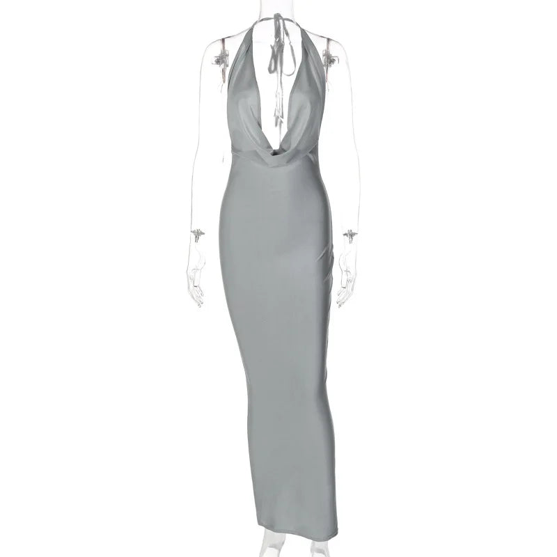 Dulzura Autumn Women Halter Backless Midi Dress For Women Bodycon Sexy Party Elegant Outfits Evening Birthday Clothes Y2K 2024 - Smarsty