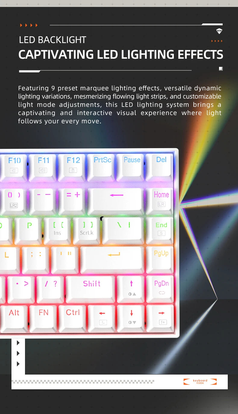 Mechanical Keyboard 75 Percent Layout Hot Swappable Backlit