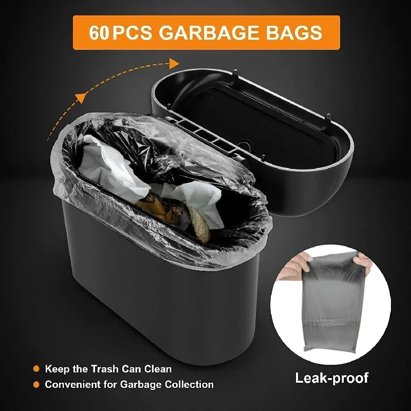 Car Trash Can (with Lid) Contains 60 (300) Garbage Bags, Small Car Trash Can, Leak-proof Mini Car Accessories - Smarsty