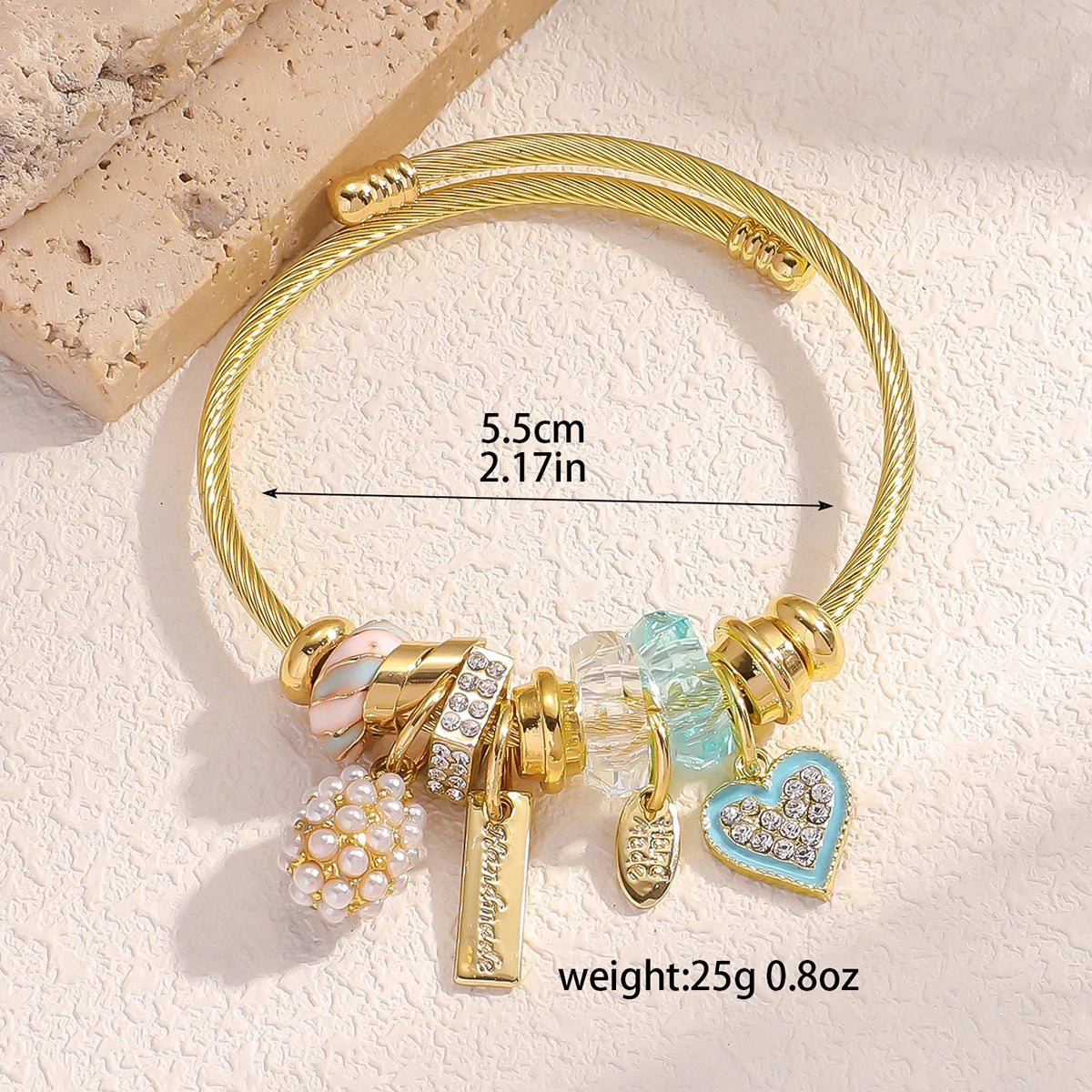 Fashion Stainless Steel Beaded Love Bracelet for Women - Smarsty