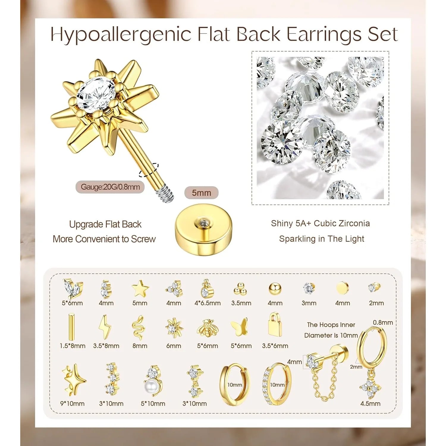 Stainless Steel Earrings For Sensitive Ears Slim Flat Back - Smarsty