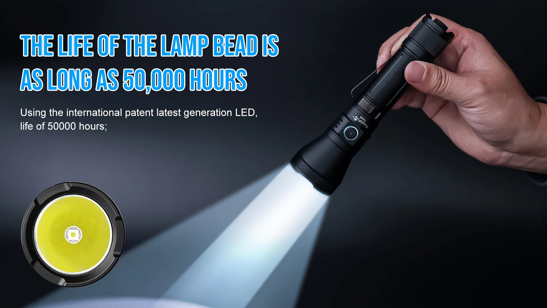 Trustfire T40R Tactical Rechargeable lamp 1800Lumen 550Meter Beam Range Led Flashlight with Usb Charging Self-defense IP68 Torch by Smarsty