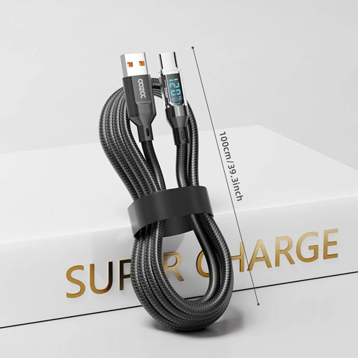 OOZCC LCD Watt Display Cable, Max 120W Super Fast Charging USB Type C Cable Data Transfer, USB A to Lightning for IPhone14 Pro - Smarsty