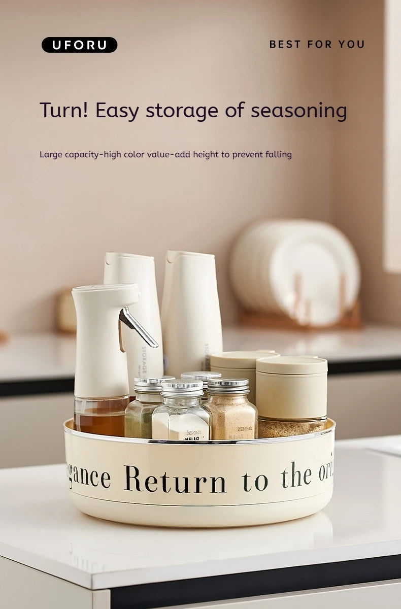 Multifunctional Adjustable Kitchen Rack, Large Capacity Condiment Box Storage , Plastic Material Tabletop Fruit Platter