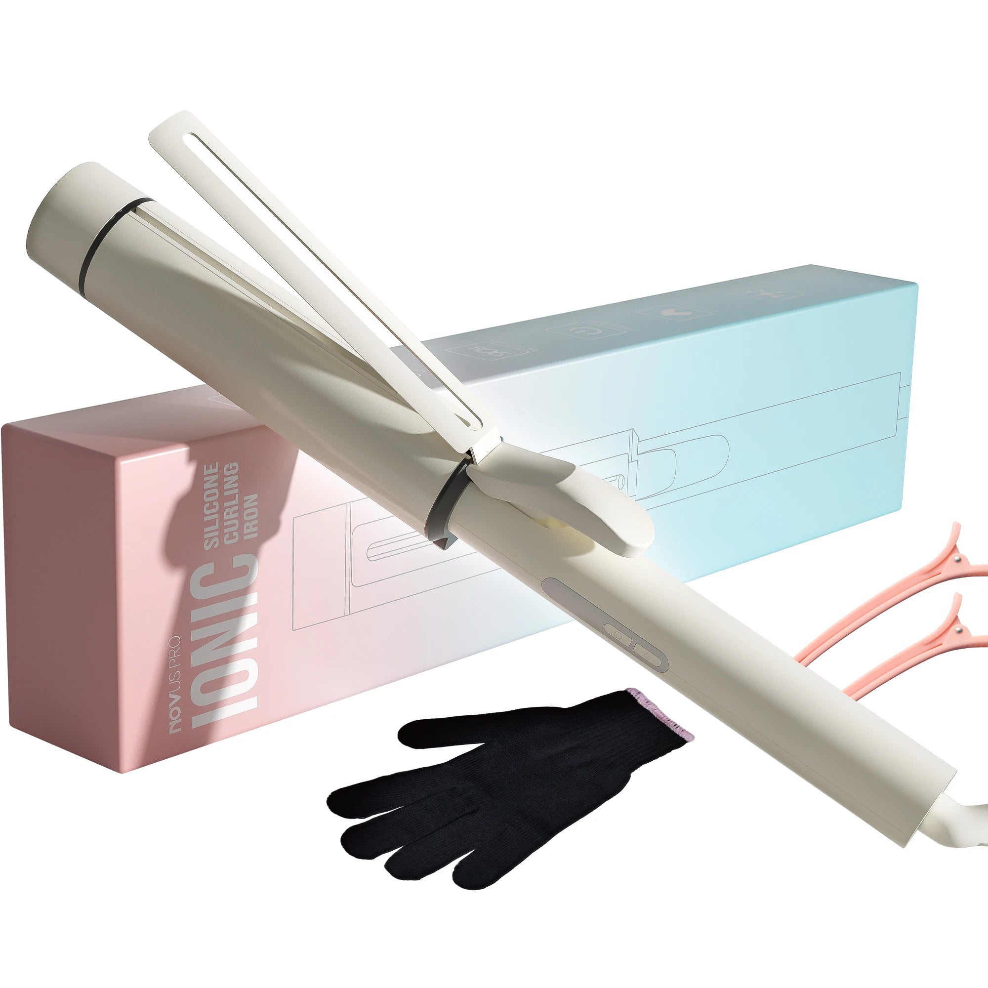 1.5 Inch Extra Large Curling Wand for Long Hair - Ceramic Tourmaline Barrel with 40000000 Negative Ions, 2 Clips - Smarsty