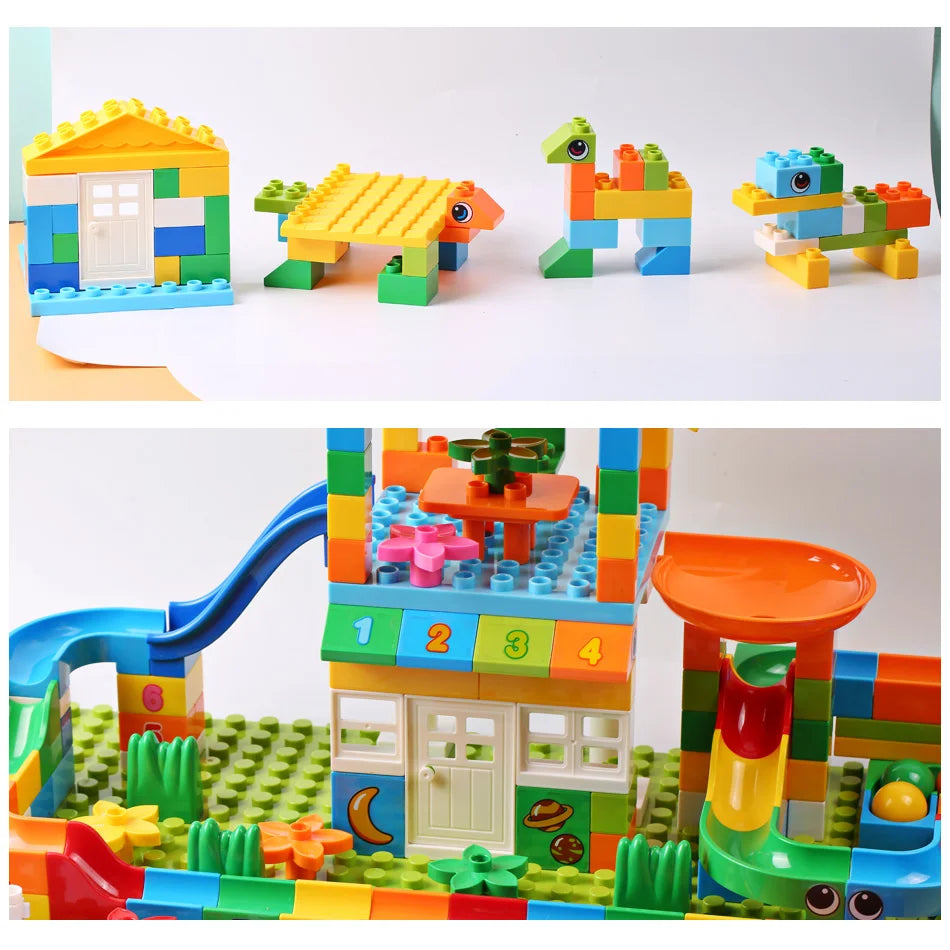 153PCS Big Particle Roof Blocks Compatible City House Big Size Slide Building Blocks Castle Brick Toys For Children - Smarsty