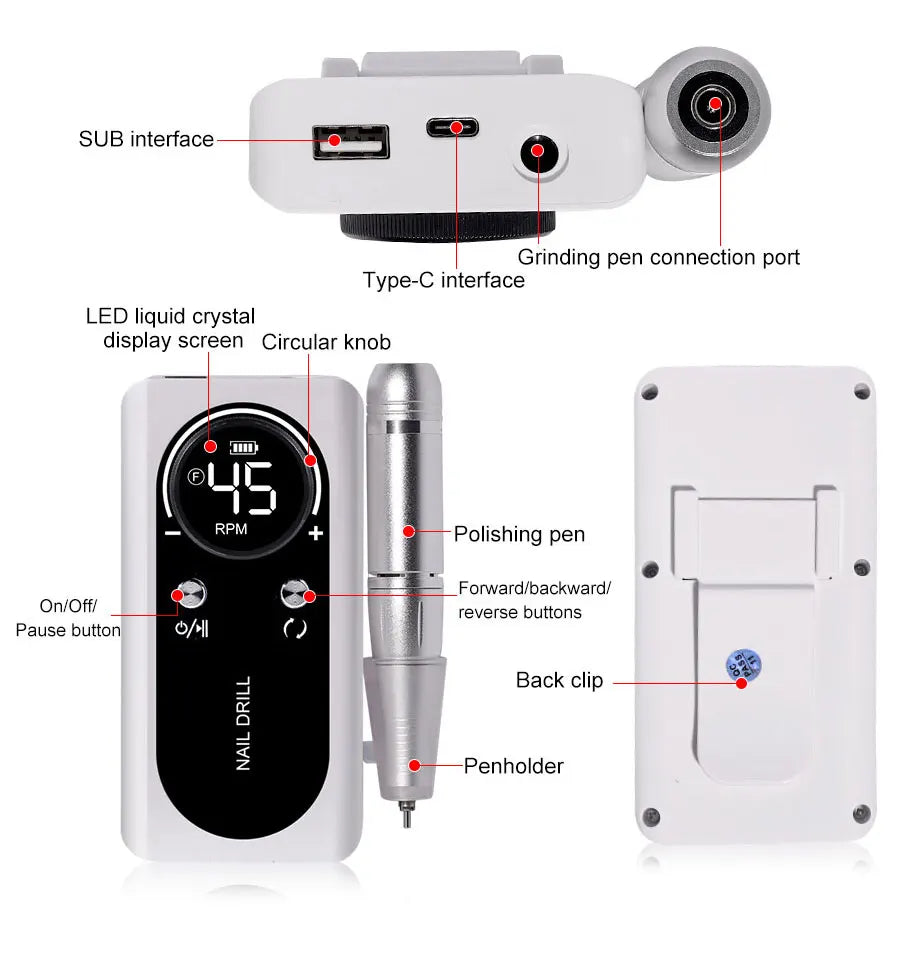 Professional Electric Nail Drill Machine for Manicure - Smarsty