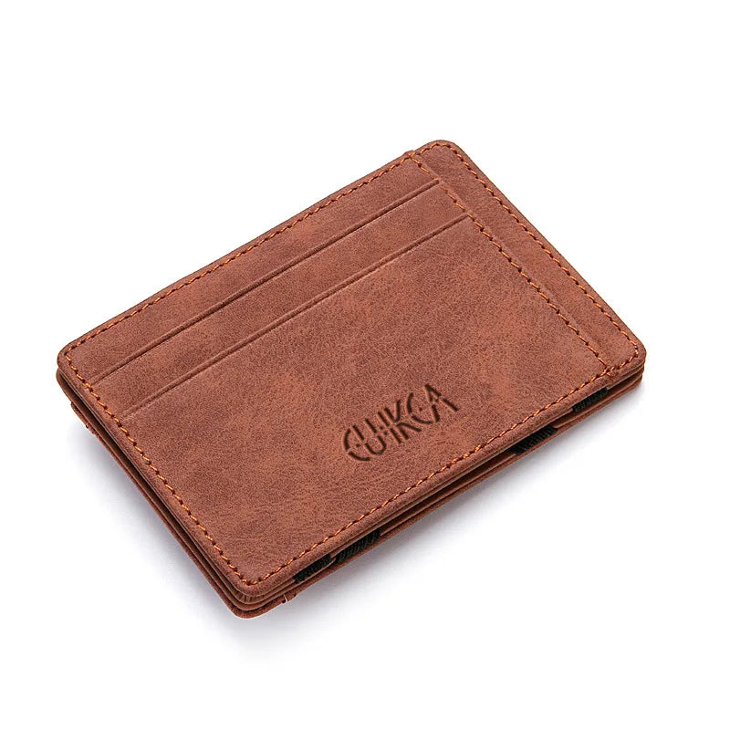 Mini Men Card Holder Wallets Zipper Coin Pocket Slim Magic Male Wallet Quality PU Leather Credit Bank Card Case Small Men Purses