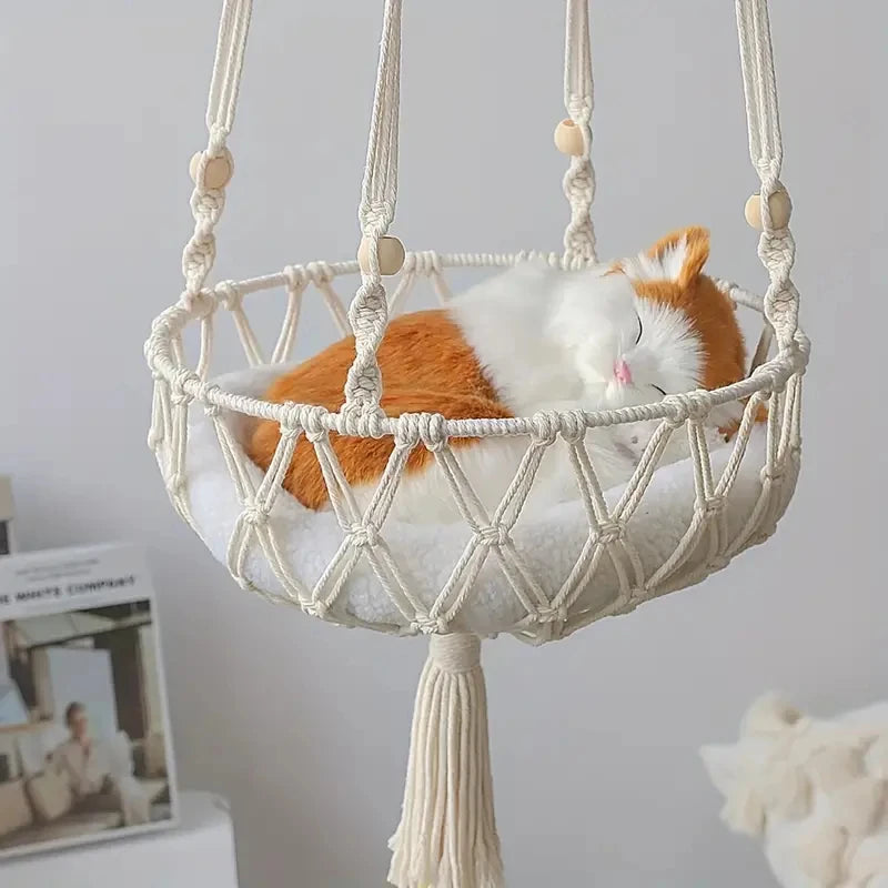 Handwoven Cat Hammock Swing Bed for Cozy Comfort - Smarsty
