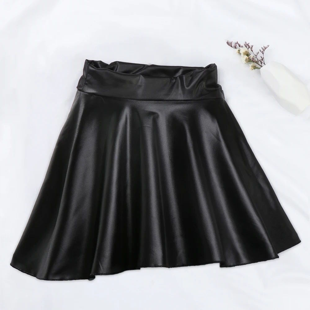 High Waist Elastic Mini Short Skirt Women Faux Leather Skirts - Smarsty