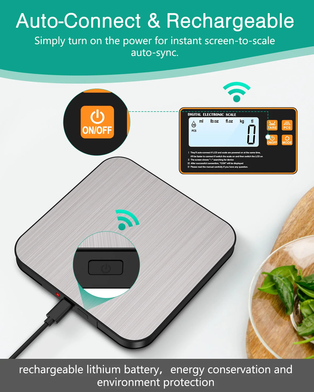 15KG Wireless Magnetic Digital Kitchen Scale with Remote LCD Display Split-Designed Food Scale for Baking Cooking Meal Prep by Smarsty