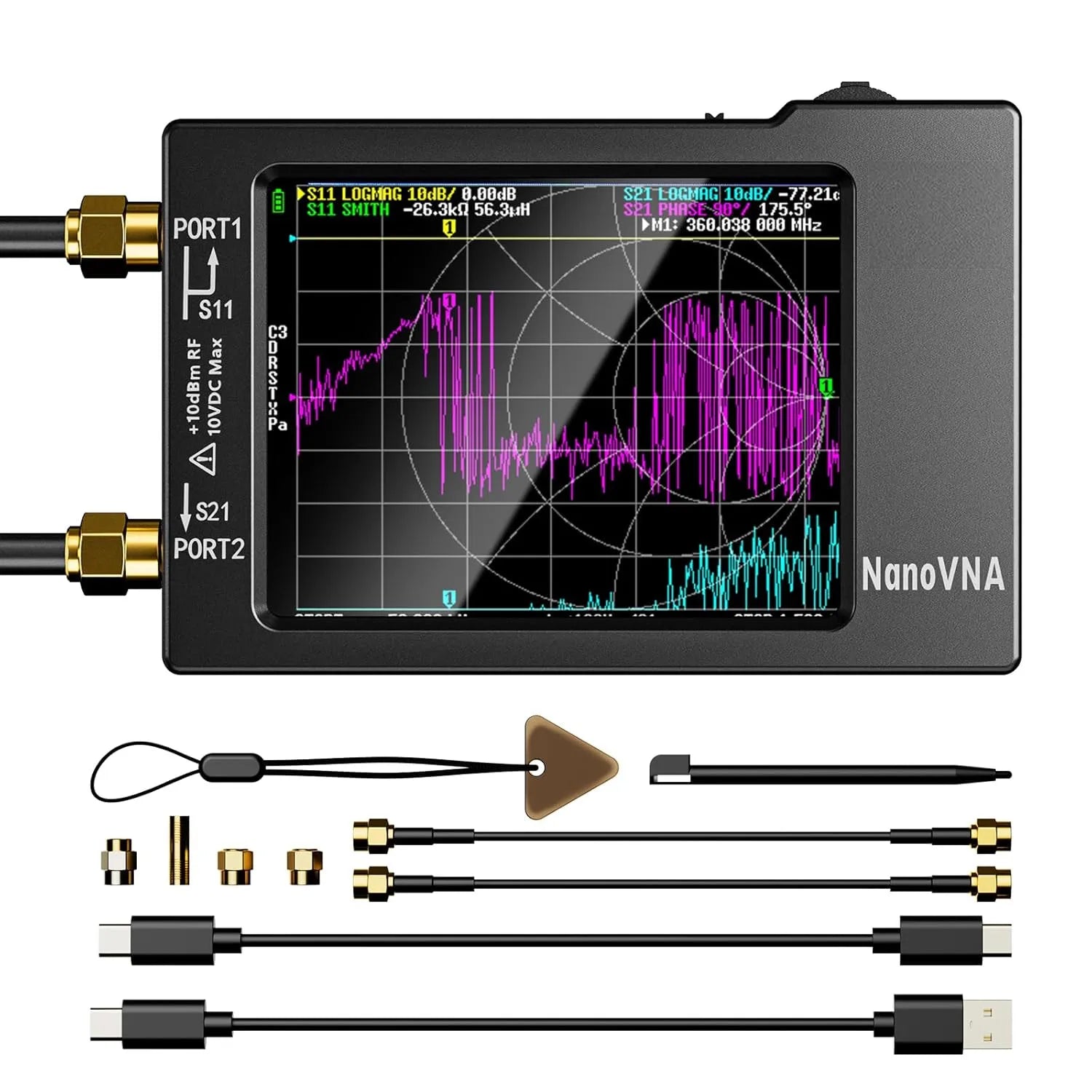 NanoVNA-H Antenna Analyzer with Shell and SD Card Support - Smarsty