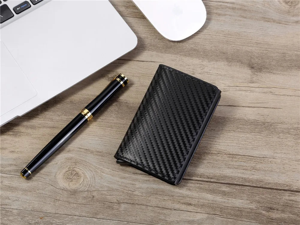 Rfid Aluminum Men Wallet Card Holders Purse Carbon Fiber Men Business Slim Thin Smart Wallet Credit Cardholder Case Note Holder