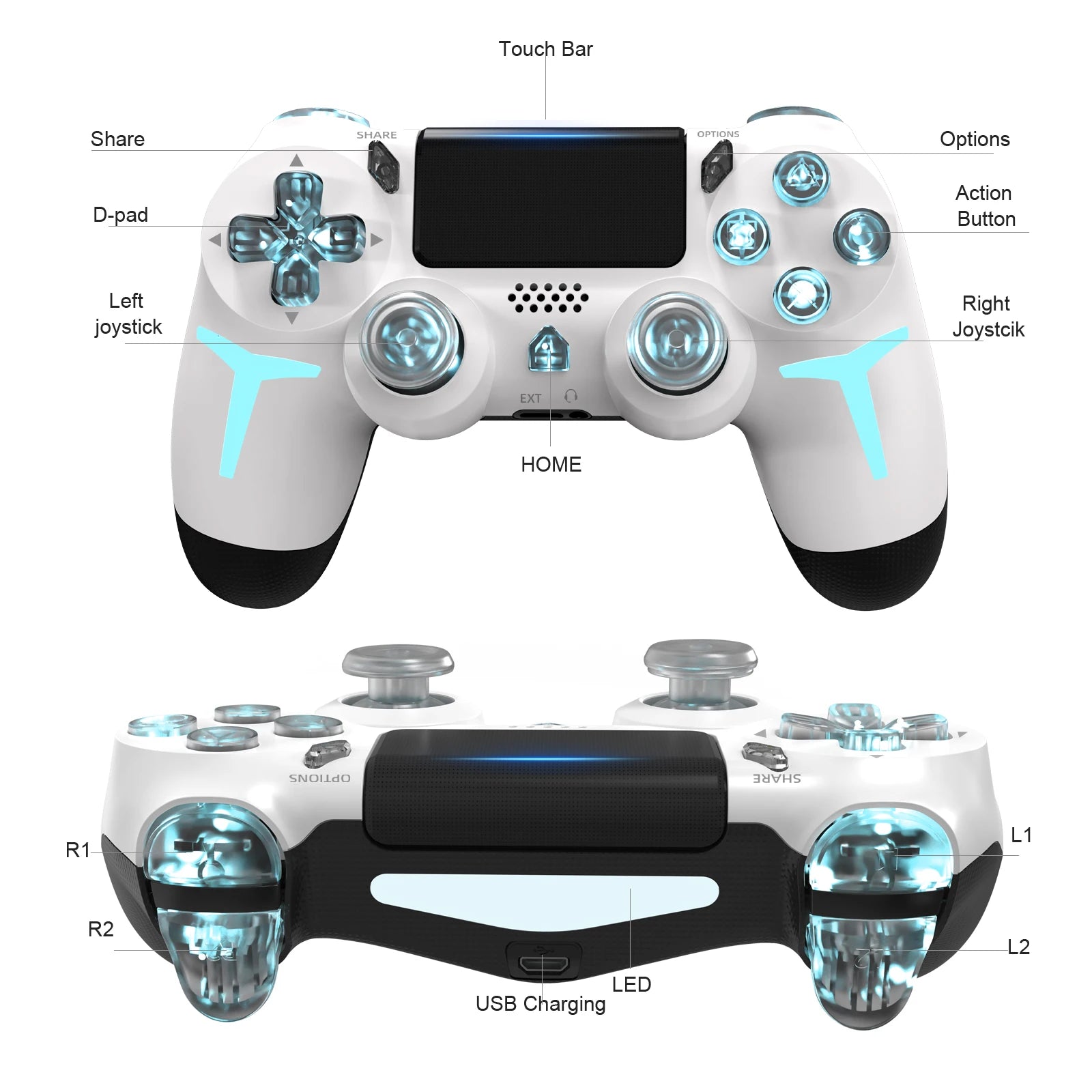 GAMINJA RGB Wireless Game Controller With Dual Vibration - Smarsty