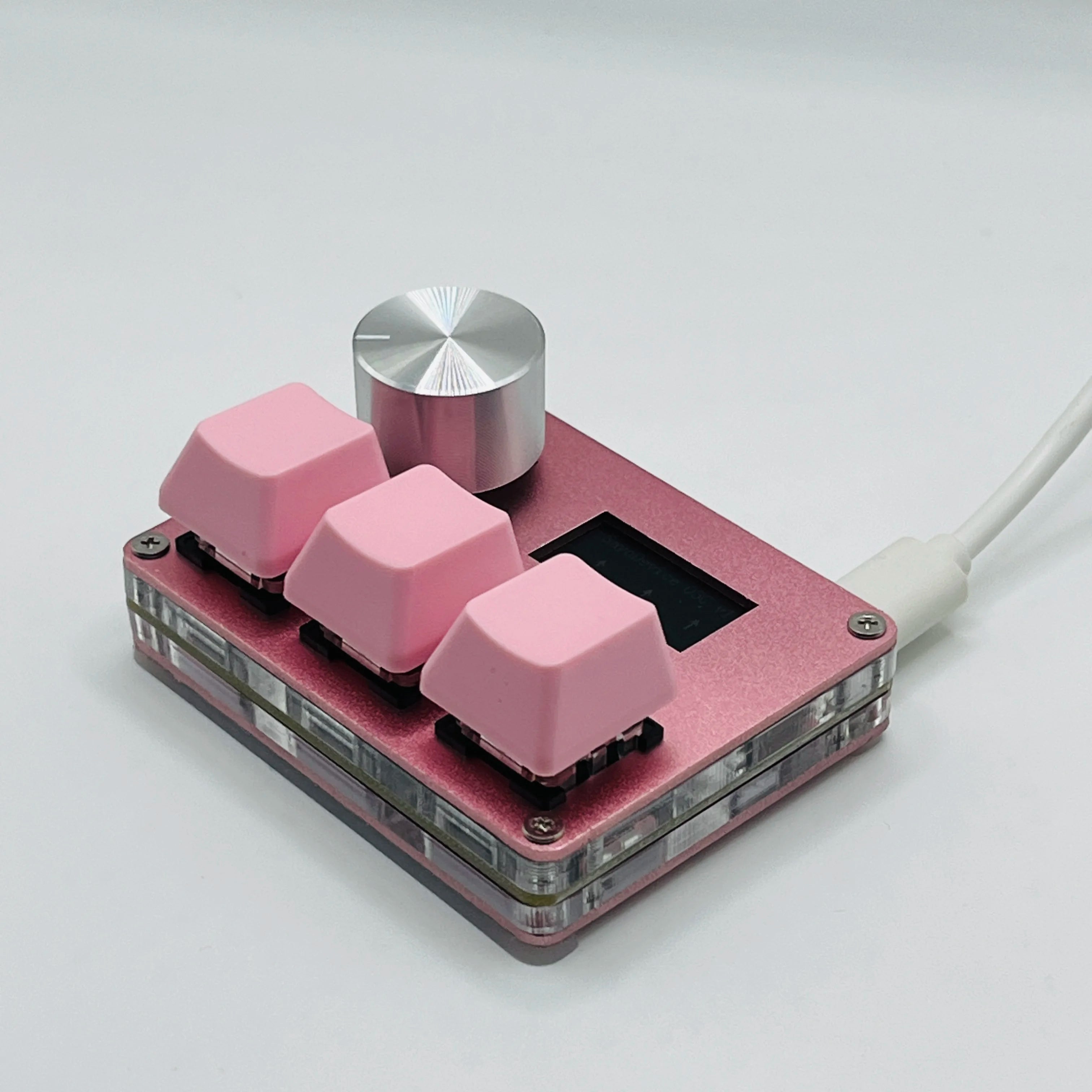 Magnetic Pink Rapid Trigger Hall Switch Keyboard With Knob