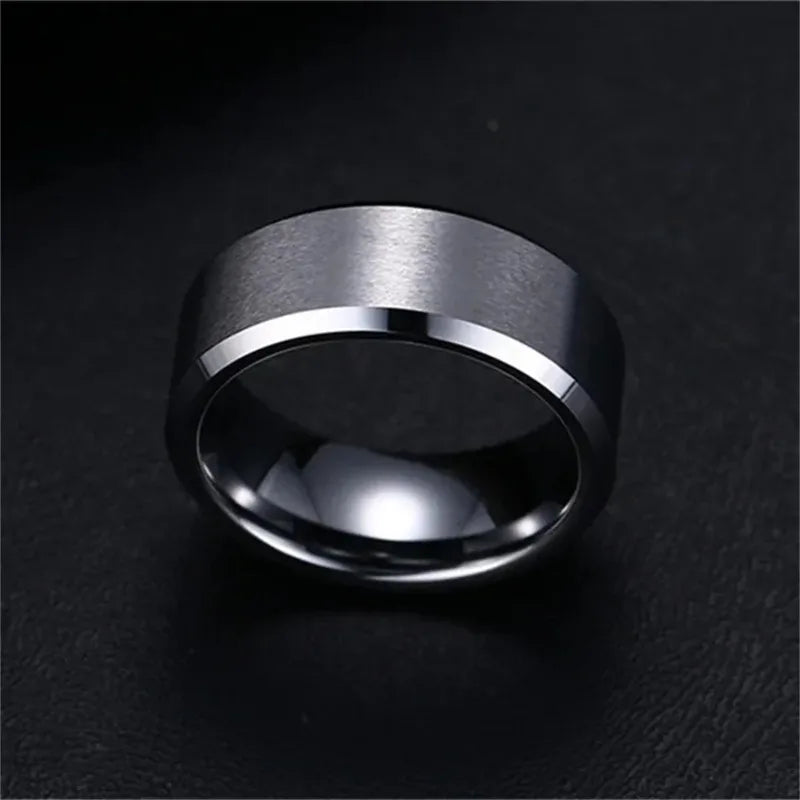 Stainless Steel Black Wedding Band Ring for Couples - Smarsty