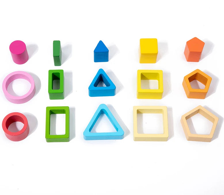 Geometric Shape Sorting Stacking Toys Columns Colorful Matching Puzzles Building Blocks Early Learning Color & Shape Recognition by Smarsty