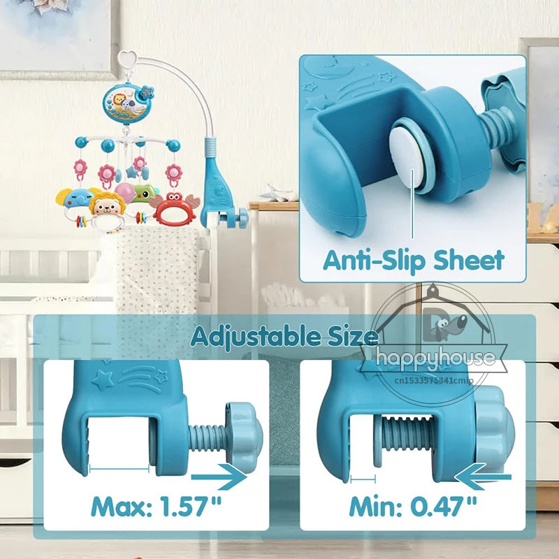 Musical Baby Crib Mobile with Lights Music Projection for Infants 0-6 Months Remote Control Crib Toys for Newborn Baby Mobile by Smarsty