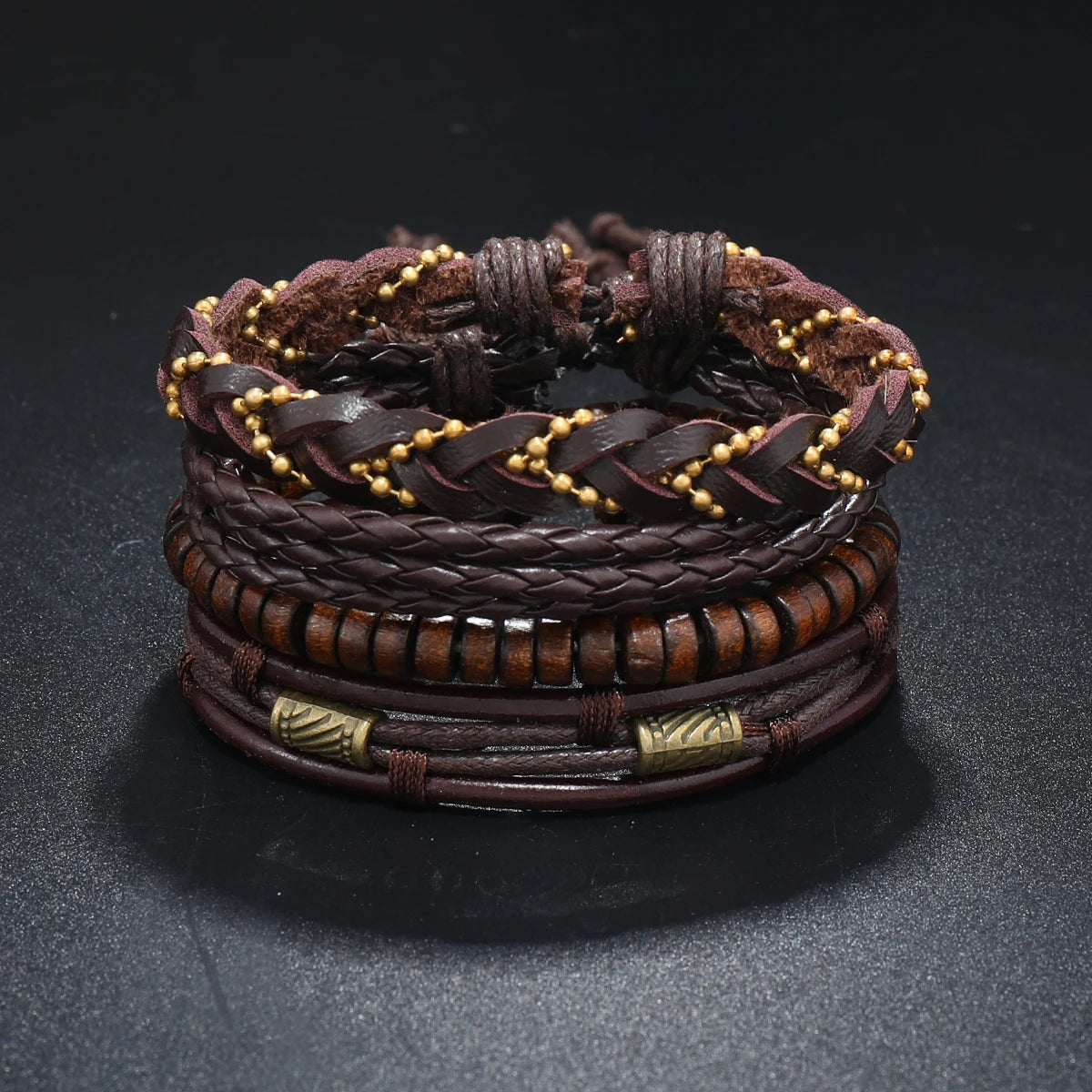 Men’s Leather Braided Bracelets Vintage Ethnic Wristband - Smarsty