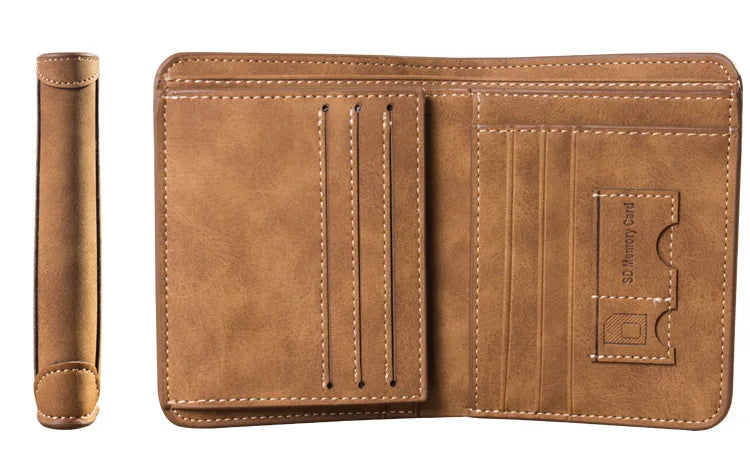 New Men Wallets Credit Card/ID Holder Vintage Brand Male Wallet High Quality PU Leather Photo Holder Foldable Short Men Purse - Smarsty
