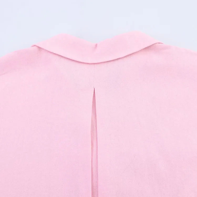 HipSeam Wide Sleeved Shirt Women Spring Asymmetric Hem Button Women's Shirts Simple Lady Johnny Collar Linen Shirts & Blouses - Smarsty